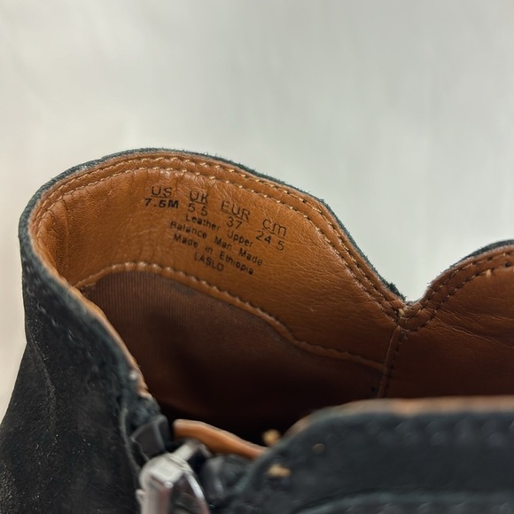 Franco Sarto Black Suede Leather Side Zip Ankle Bootie Boots - Picture 7 of 16